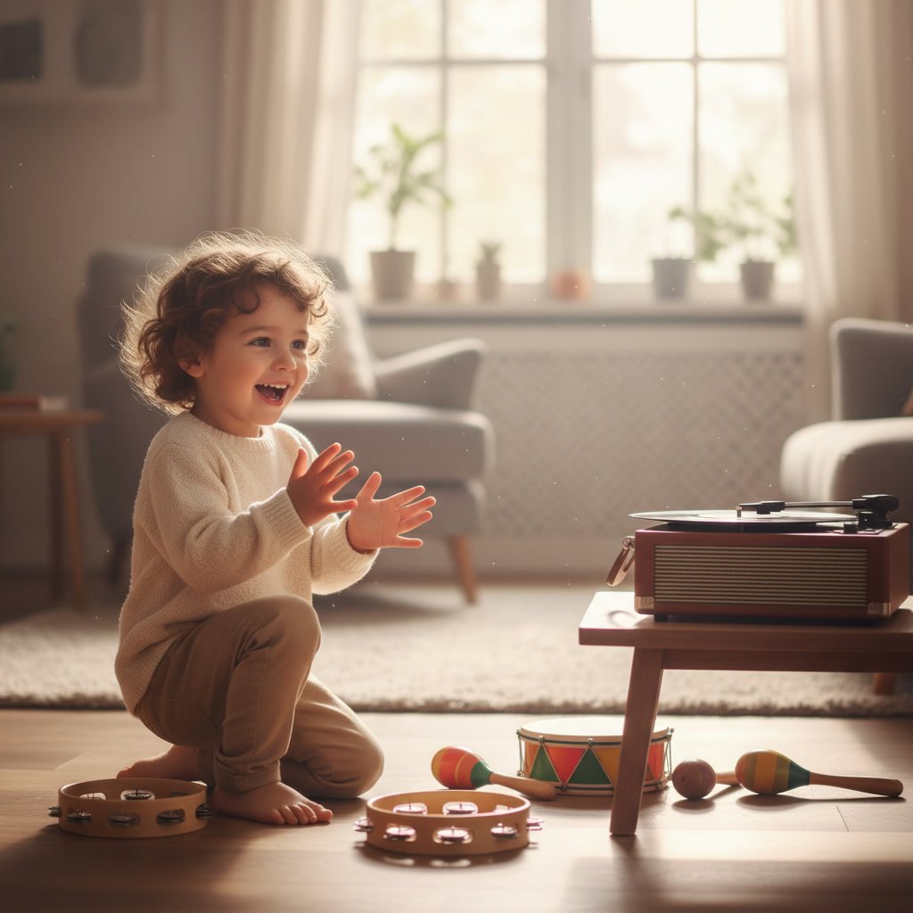 Toddler dancing to music showing readiness for dance lessons