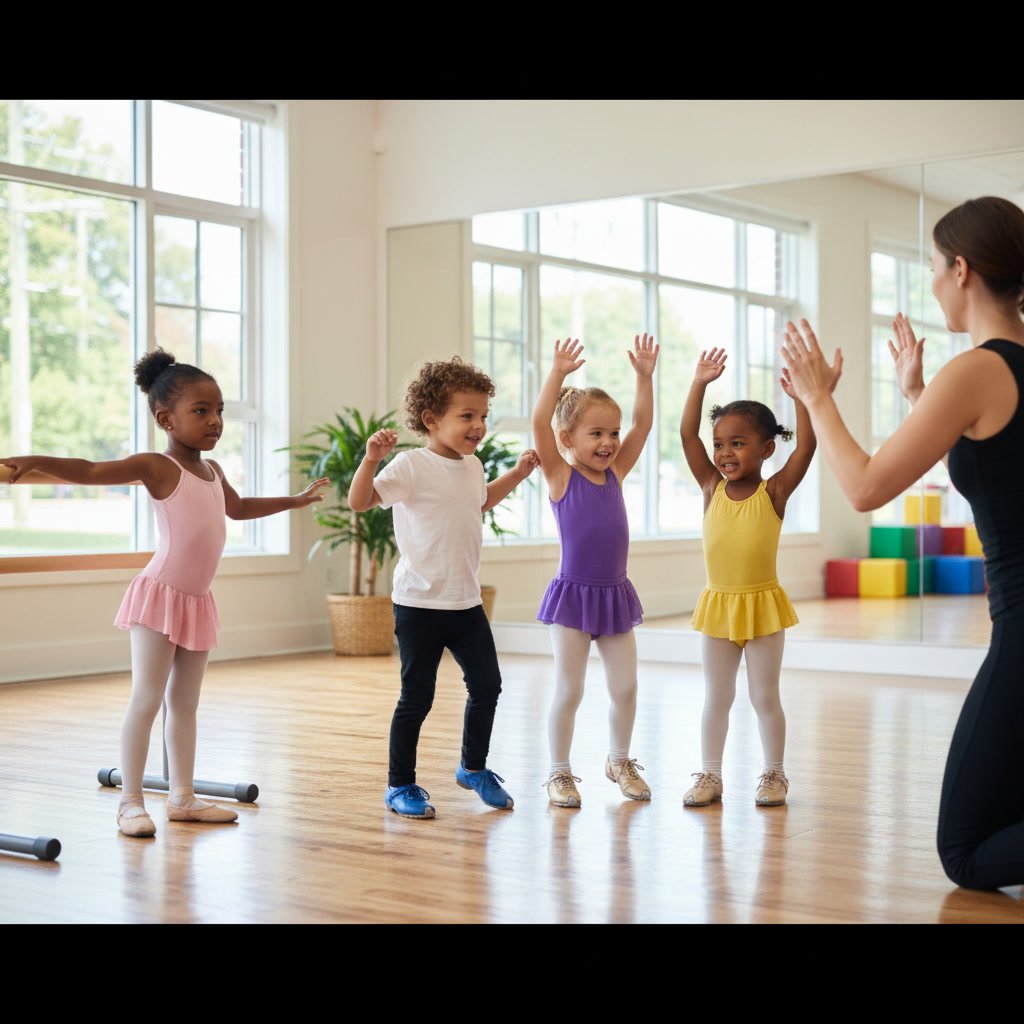 Toddlers in ballet class holding the barre